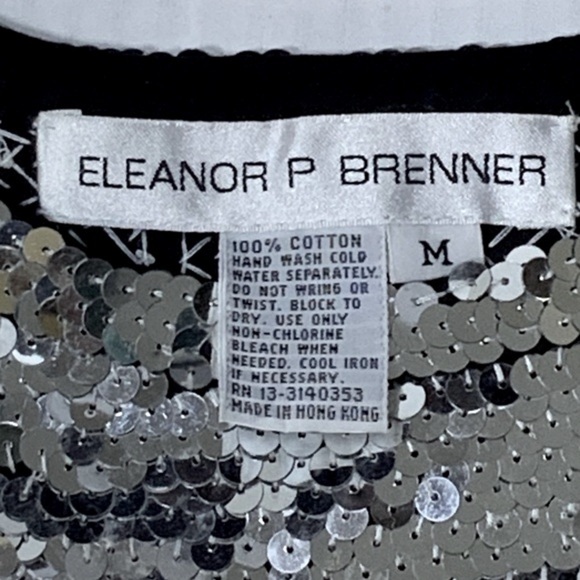 Eleanor P Brenner Sequin Tank Sparkling Scoop Neck Top Sleeveless Women Silver M - Picture 2 of 15